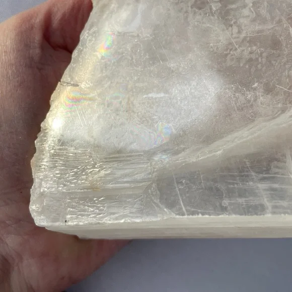 Natural Selenite Crystal Display (Lots of Rainbows!)